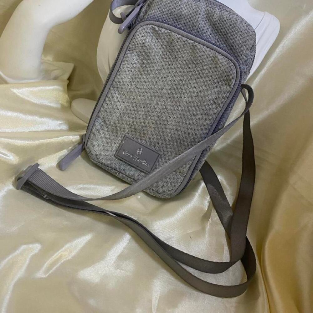 Vera Bradley Lighten Up Duo Crossbody Bag Heather Gray Floral Lining ID Window